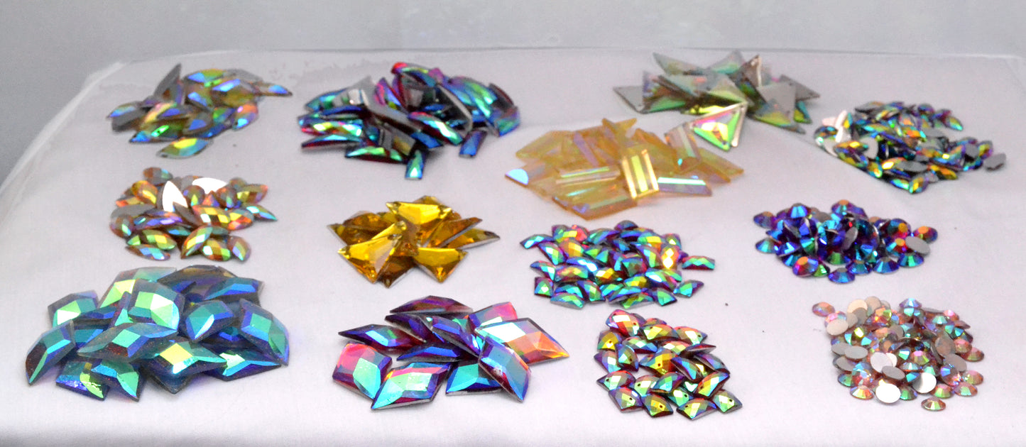 50-Piece Mixed AB Rhinestone Set – Iridescent Shapes Assortment