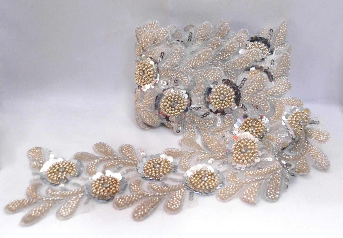 Champagne Bloom Beaded Lace Trim – Per Yard