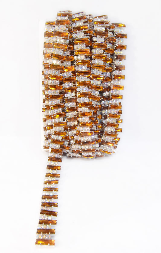 Amber Baguette Rhinestone Trim – Per Yard