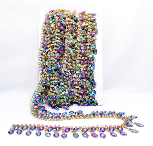 Aurora Teardrop Fringe Crystal Trim – Per Yard