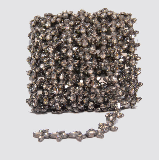 Midnight Spark Black Crystal Trim - Per Yard