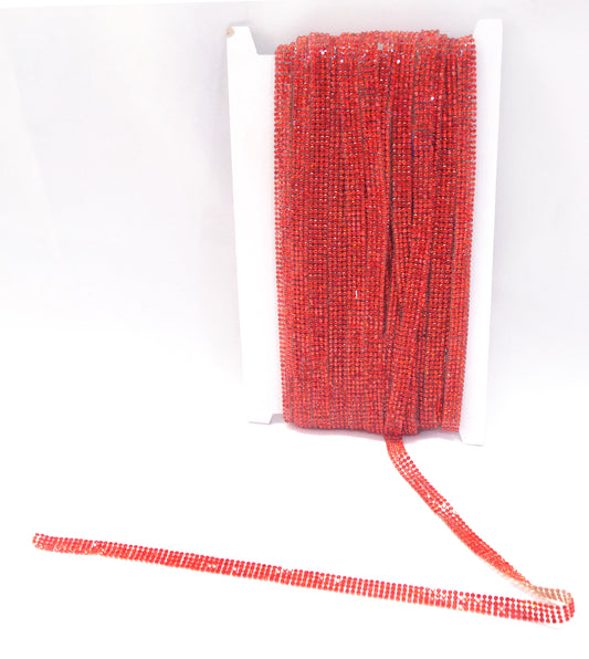 Single Row Red Rhinestone Chain – Per Yard