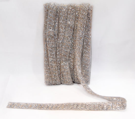 Silver Crystal Tube Rhinestone Trim – Per Yard