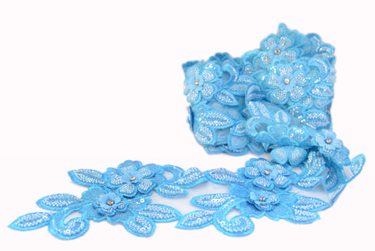 Blue Blossom Luxury Lace Trim – Per Yard